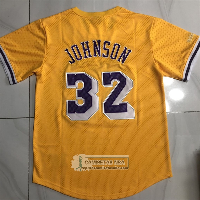 Camiseta Manga Corta Los Angeles Lakers Magic Johnson NO 32 Amarillo